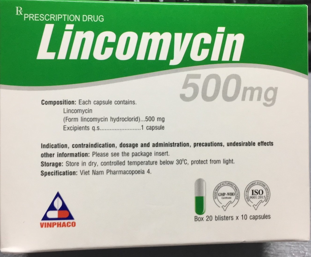 [T06592] Lincomycin 500mg Vĩnh Phúc (H/200v)