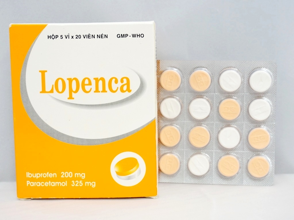 [T06620] Lopenca ibuproten 200mg paracetamol 325mg DHG Hậu Giang (H/100v)