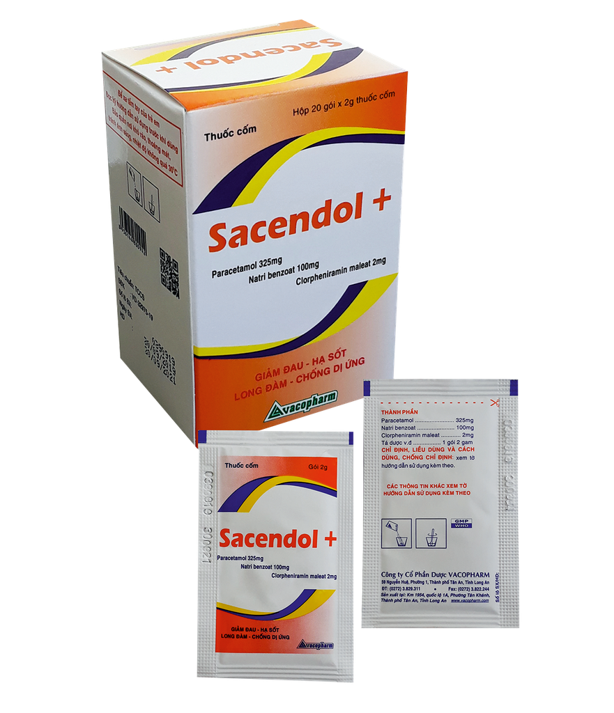 [T06996] Sacendol + paracetamol 325mg Vacopharm (H/20gói/2g) Date 06/2027