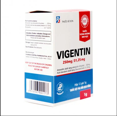 [T07006] Vigentin 250mg/31.25mg TW1 Pharbaco (H/12gói/1g) 