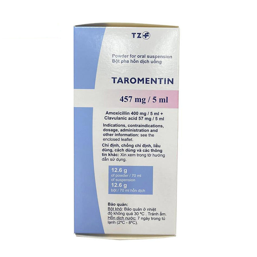 [T07075] Taromentin 457mg/5ml bột pha hỗn dịch Ba Lan (Lọ/12.6g) Date 10/2025