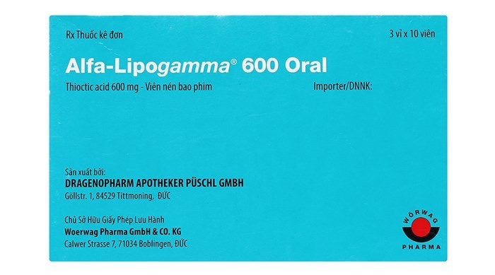 [T07087] Alfa Lipogamma 600 oral thioctic acid 600mg Đức (H/30v) Date 11/2026