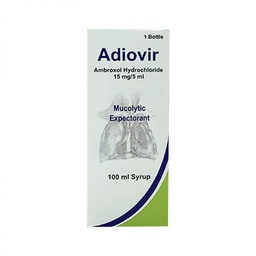 [T07297] Adiovir ambroxol hydrochloride 15mg/5ml Băng la đét (Lọ/100ml)  Date 05/2026