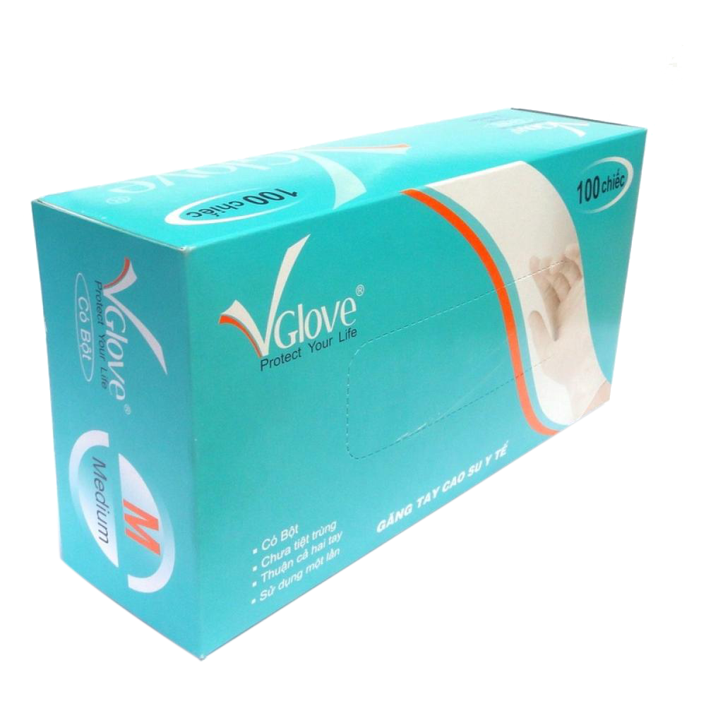 [T07473] Găng tay cao su y tế không bột VGlove size M (H/100c)
