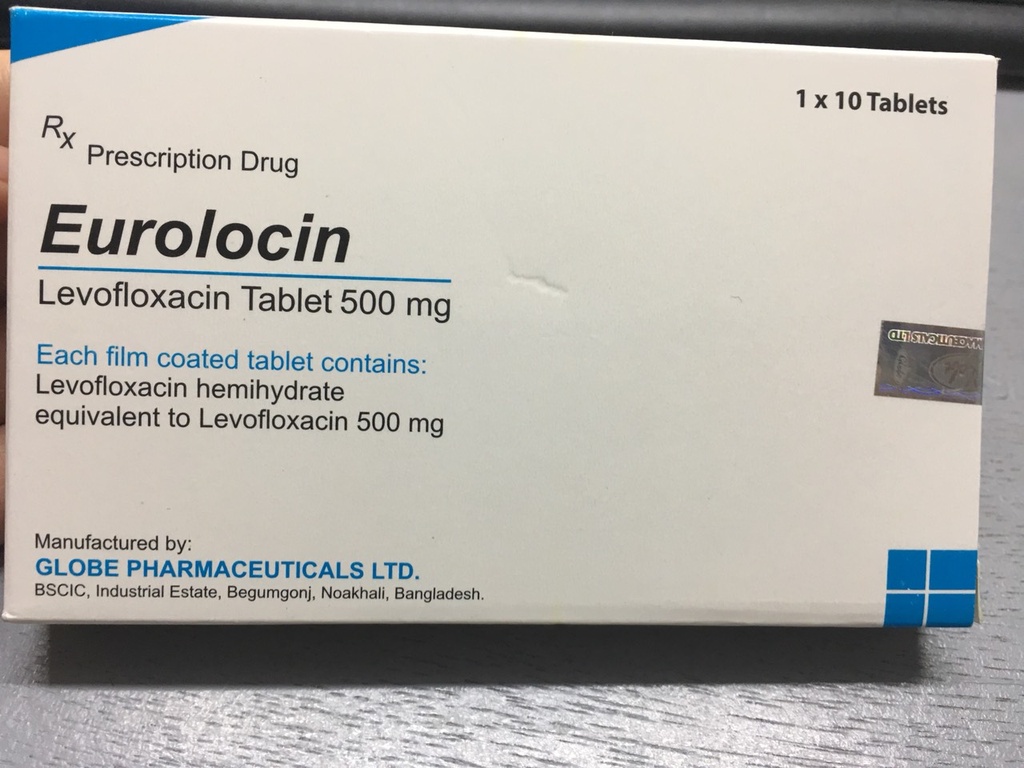 [T07493] Eurolocin  levofloxacin 500mg Băng La Đét (H/10v)