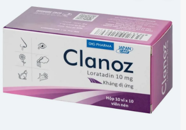 [T08034] Clanoz loratadin 10mg kháng dị ứng DHG (H/100v) 