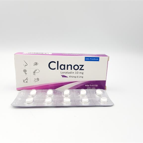 [T08034] Clanoz loratadin 10mg kháng dị ứng DHG (H/20v) 