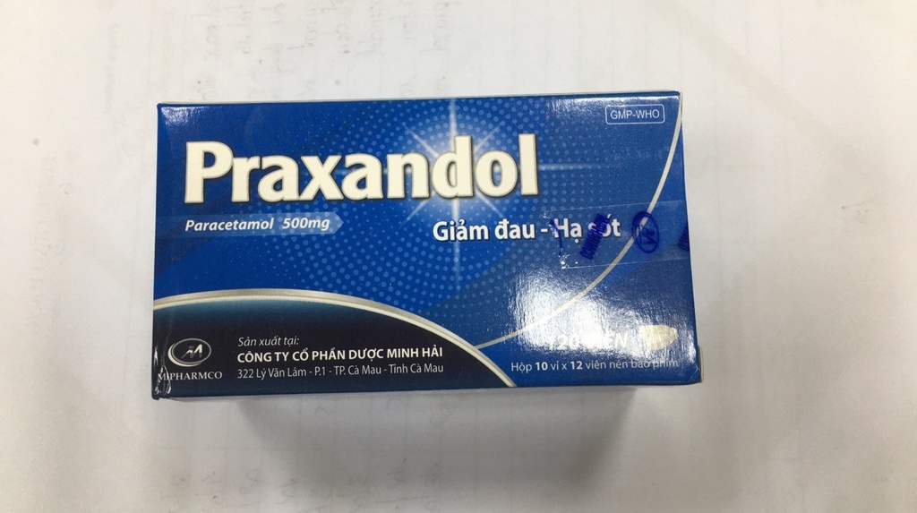 [T08110] Praxandol paracetamol 500mg Minh Hải (H/120v) date 07/2025