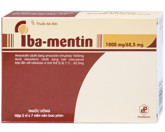 [T08465] Iba mentin 1000mg/62.5mg Pharbaco (H/14v) Date 07/2027