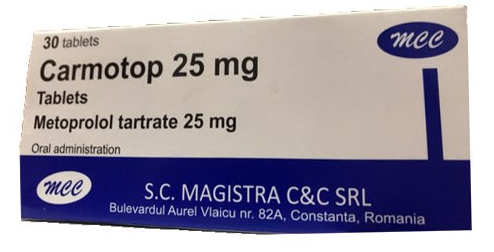 [T08637] Carmotop Metoprolol 25mg Romania (H/30v) 