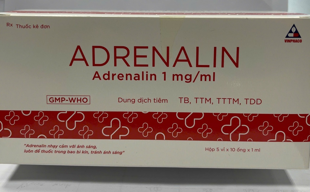 [T09032] Adrenalin 1mg/1ml Vĩnh Phúc (H/50o/1ml) hộp to