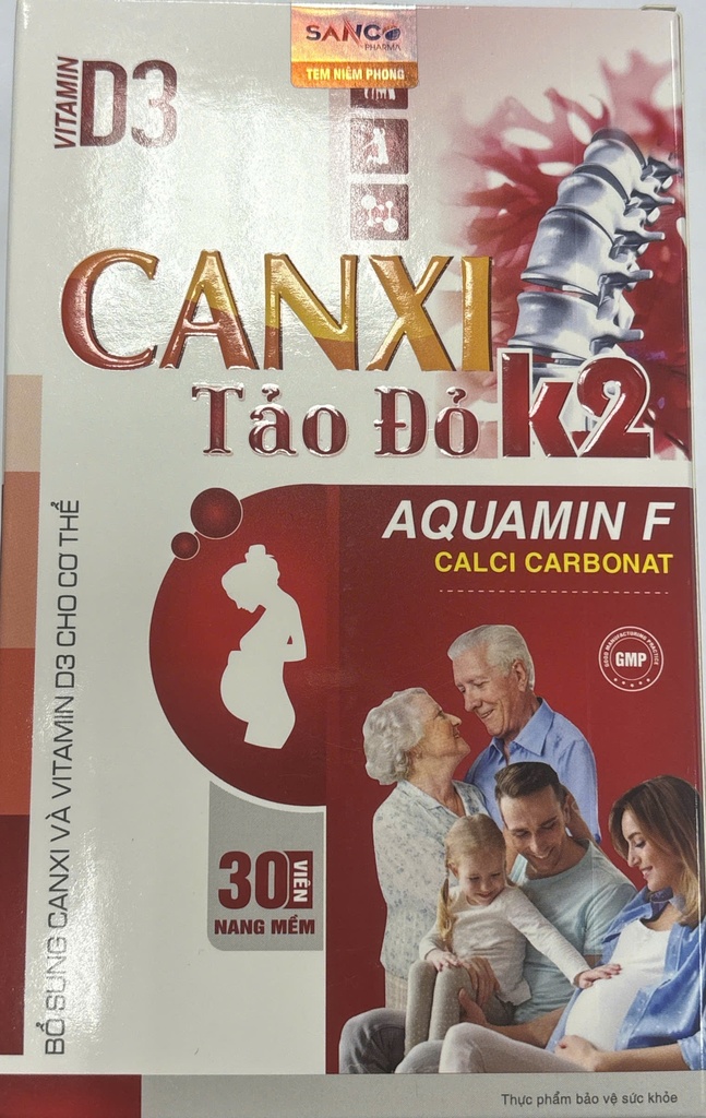 [T09564] Canxi Tảo Đỏ K2 Akopha Pháp (H/30v) Màu Đỏ 