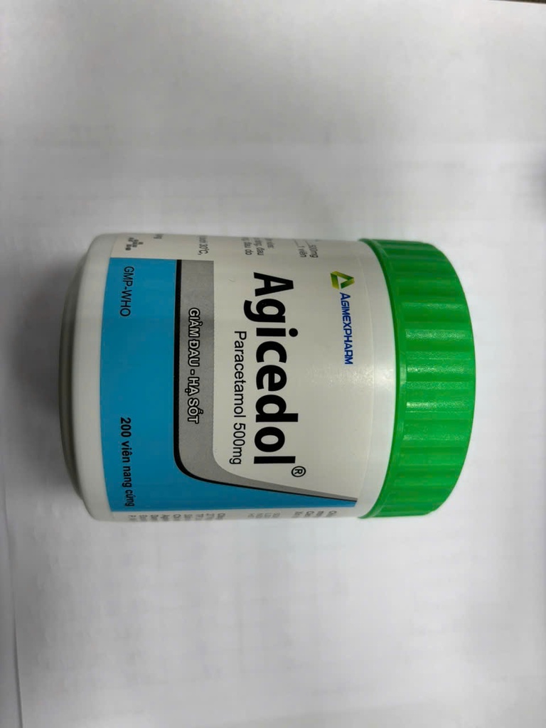 [T09988] Agicedol paracetamol 500mg Agimexpharm viên nang (Lọ/200v)