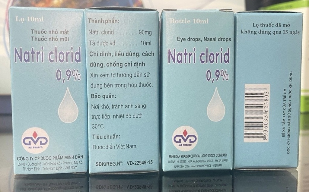 [T10127] Natri Clorid 0.9% nhỏ mắt Minh Dân (Cọc/10lọ/10ml)