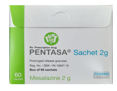[T11046] Pentasa Mesalazine 2g Thụy Sỹ (H/60gói) date 01/2026