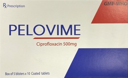 [T11201] Pelovime Ciprofloxacin 500mg Nam Hà (H/50v) Date 11/2026