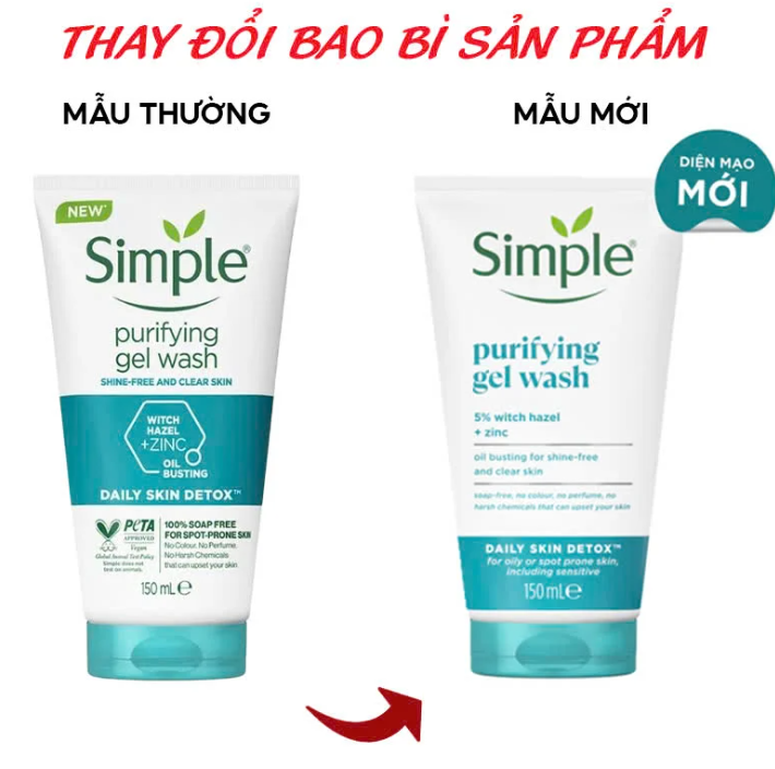 [T11496] Gel rửa mặt Simple (Tuýp/150ml) xanh dương