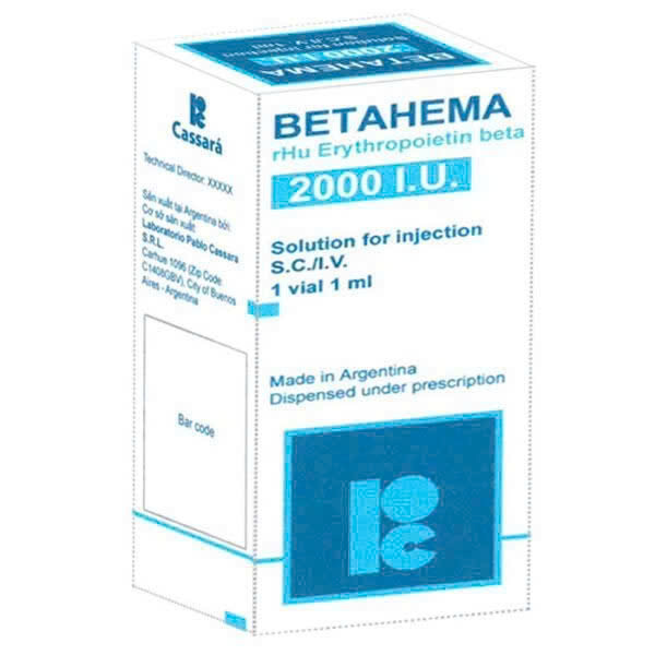 [T13278] Betahema 2000 IU Erythropoietin beta 2000IU Tiêm Argentina (Lọ/1ml) Date 11/2026