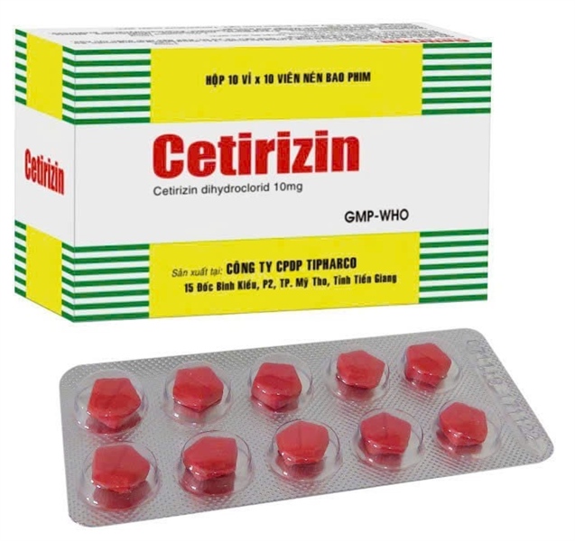 [T13696] Cetirizin 10mg Tipharco Tiền Giang (H/100v)