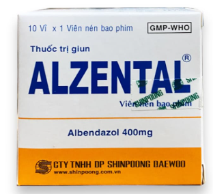 [T13759]  Alzental Albendazol 400mg Hàn Quốc (H/10v) Hộp to 
