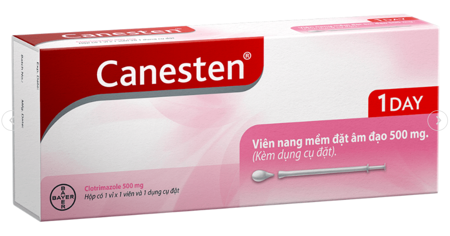[T13818] Viên đặt âm đạo Canesten 1 Day 500mg điều trị  ( H/1v) Màu Hồng 