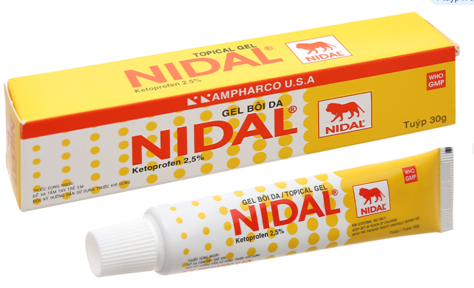 [T13856] Gel bôi Nidal Ketoprofen 2.5% giảm đau Ampharco U.S.A (Tuýp/30g)