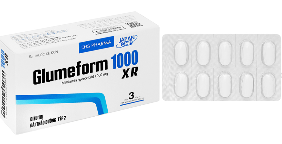 [T14035]  Glumeform Metformin 1000mg XR Hậu Giang (H/30v)
