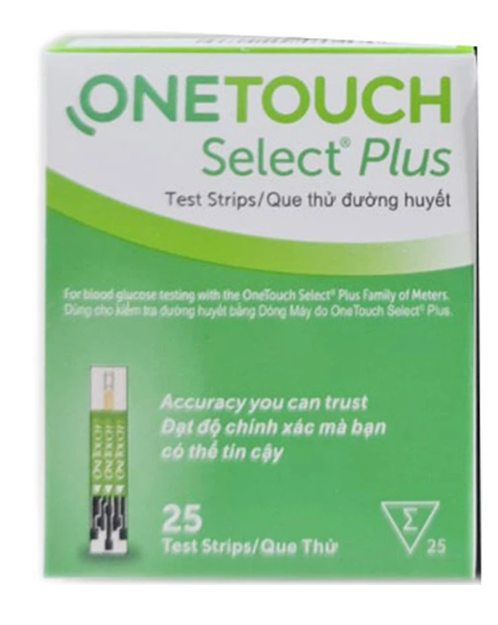 [T14171] Que thử đường huyết Onetouch Select Plus Lifescan (H/25que) date 01/2026