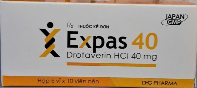 [T14409] Expas Drotaverin 40mg DHG Hậu Giang (H/50v) Hộp bé
