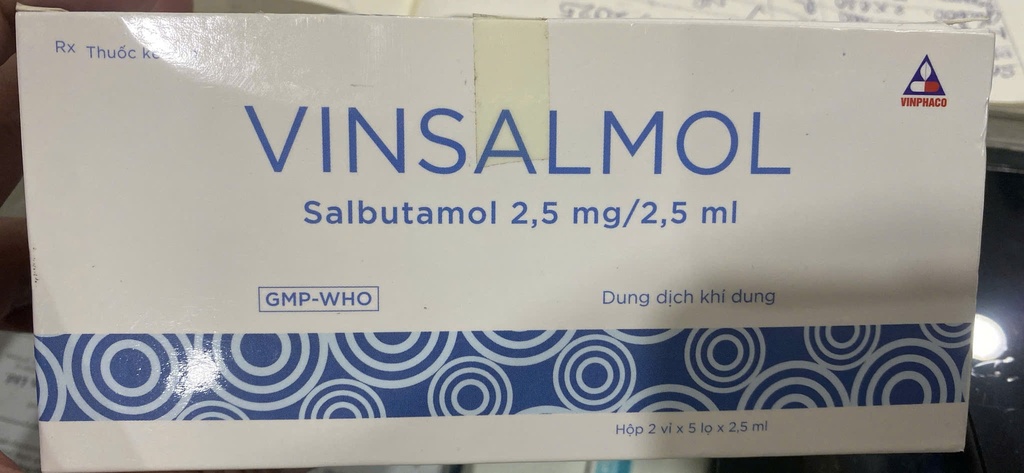 [T14576] Dung Dịch Khí Dung Vinsalmol Salbutamol 2,5mg/2,5ml Vinphaco (H/10o) Hộp bé