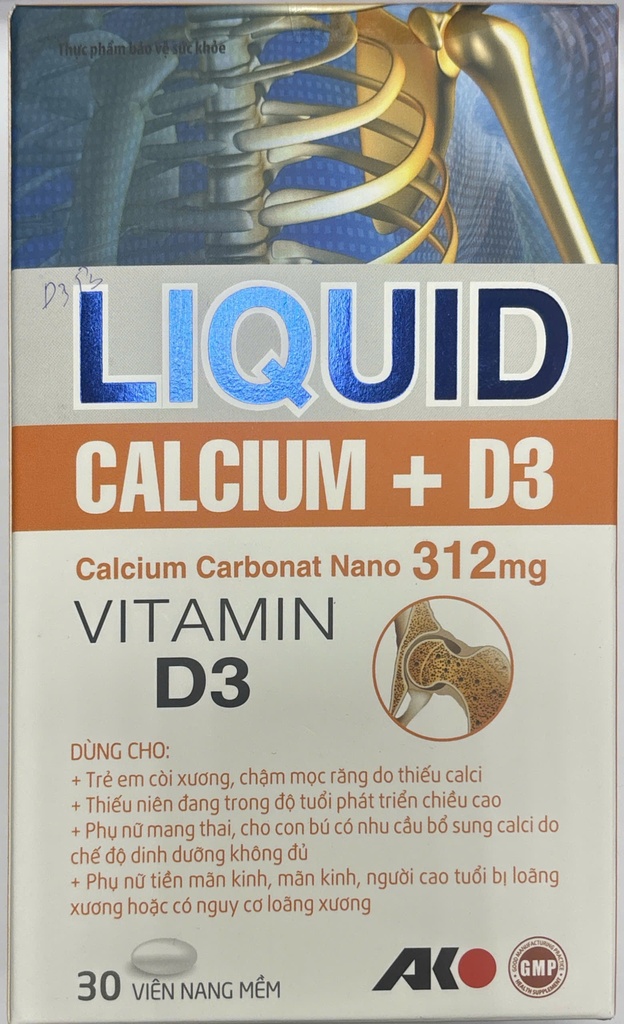 [T14725] Liquid Calcium + D3 Akopha (Lọ/30v) màu trắng cam