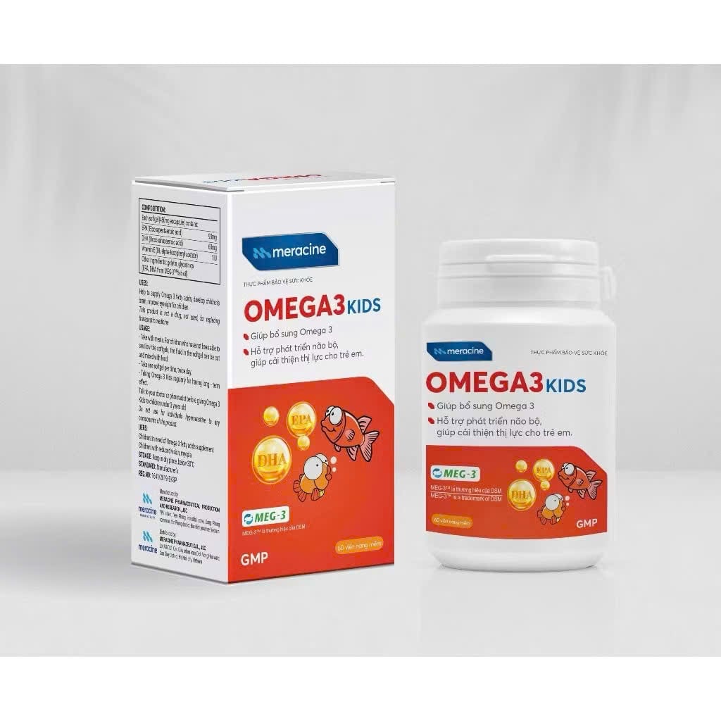 [T14794] Dầu cá Omega 3 Kids Meracine (Lọ/60v)