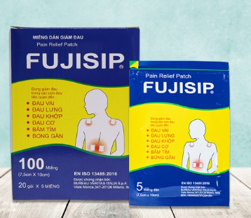 [T14930] Fujisip cao dán giảm đau Thiên ân 7.5cm x 10cm (1gói/5miếng) màu vàng 