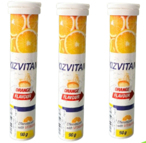 [T14967] Viên sủi KIZVITAM ORANGE FLAVOUR (T/20v) Date 04/2027