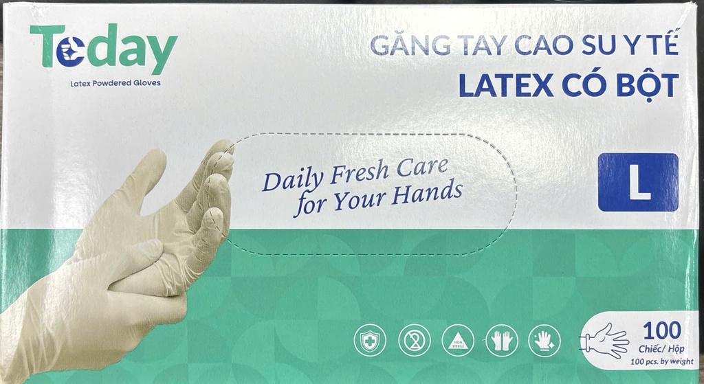 [T15000] Găng tay y tế Latex có bột size L Today (H/100c)