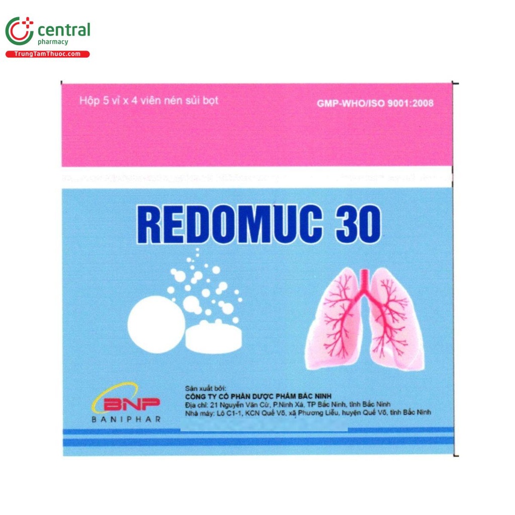 [T15027] Redomuc Ambroxol 30mg viên sủi Baniphar (H/20v) date 10/2026