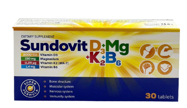 [T15133] Sundovit D3 + Mg + K2 + B6 Ba Lan (H/30v)