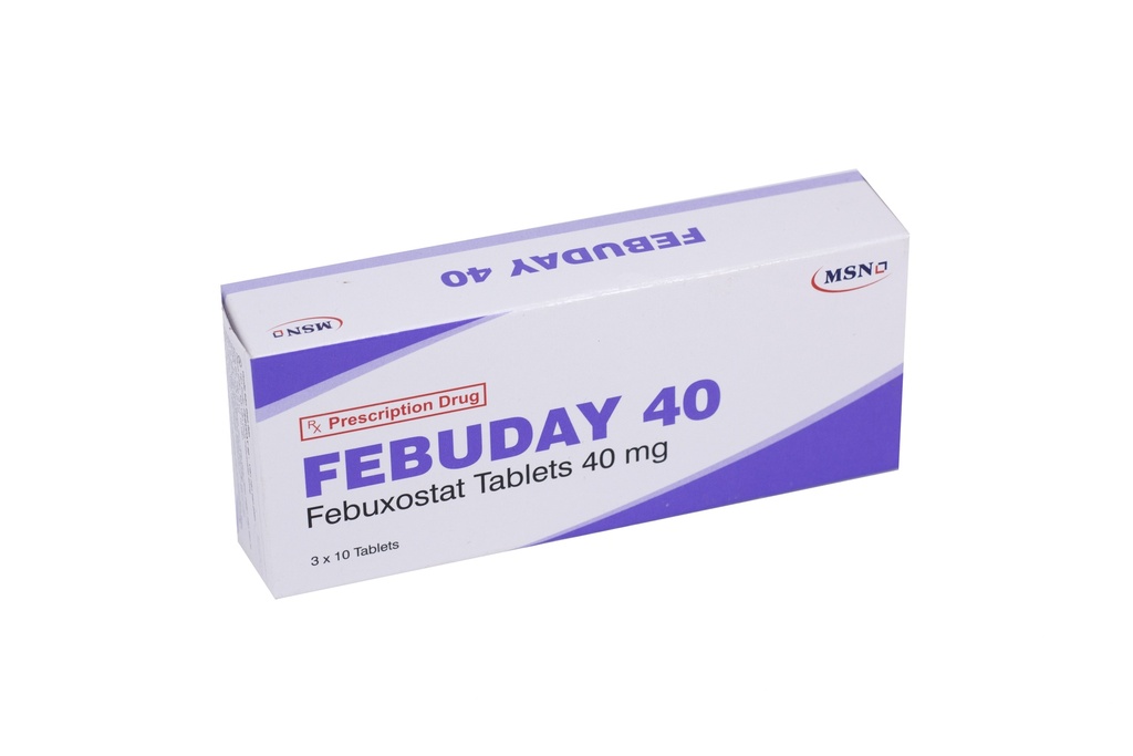 [T00235] Febuday Febuxostat 40mg Ấn Độ (H/30v) Date 07/2027