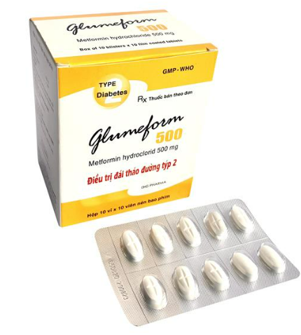 [T00481] Glumeform Metformin 500mg DHG Hậu Giang (H/100v)