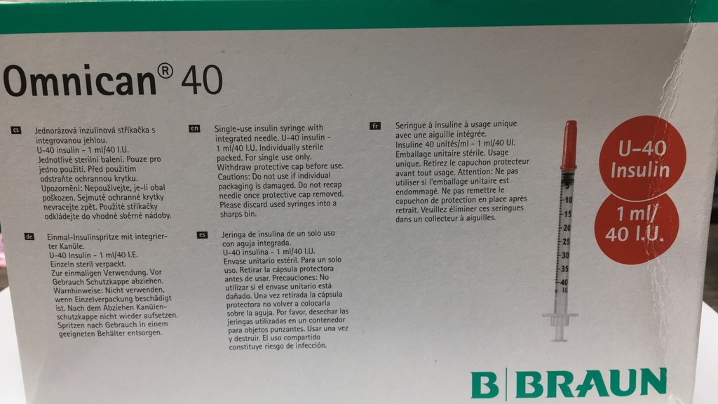 [T00506] Bơm tiểu đường Omnican nắp đỏ 1ml/40UI Insulin Braun (H/100cái)