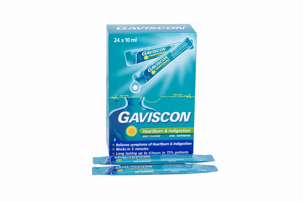 [T00582] Gaviscon Heartburn Indigestion Anh (H/24gói) (Xanh)