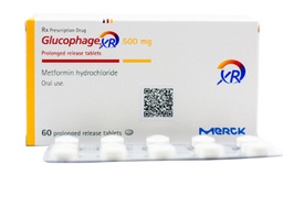 [T00681] Glucophage XR Metformin 500 Merck (H/60v) Date 09/2027