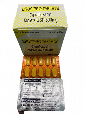 [T01046]  Brucipro Ciprofloxacin 500mg Brawn Ấn Độ (H/100v)