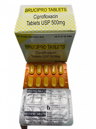 [T01046]  Brucipro Ciprofloxacin 500mg Brawn Ấn Độ (H/100v) Date 12/2027
