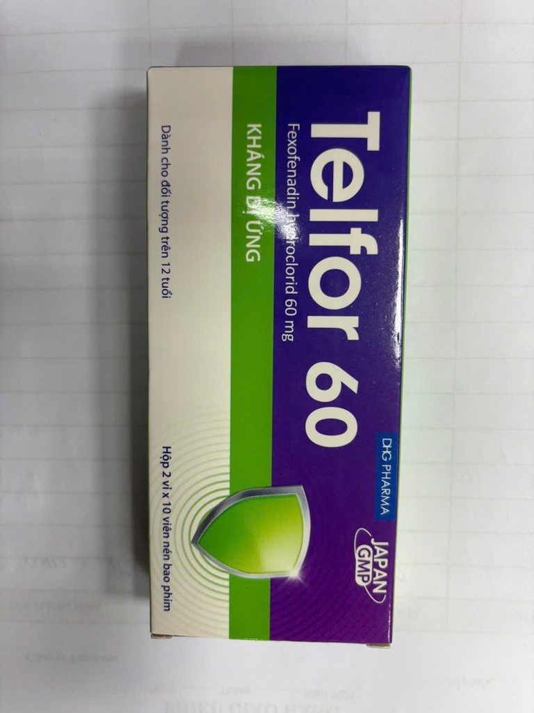 [T01102]  Telfor Fexofenadin 60mg DHG Hậu Giang (H/20v)
