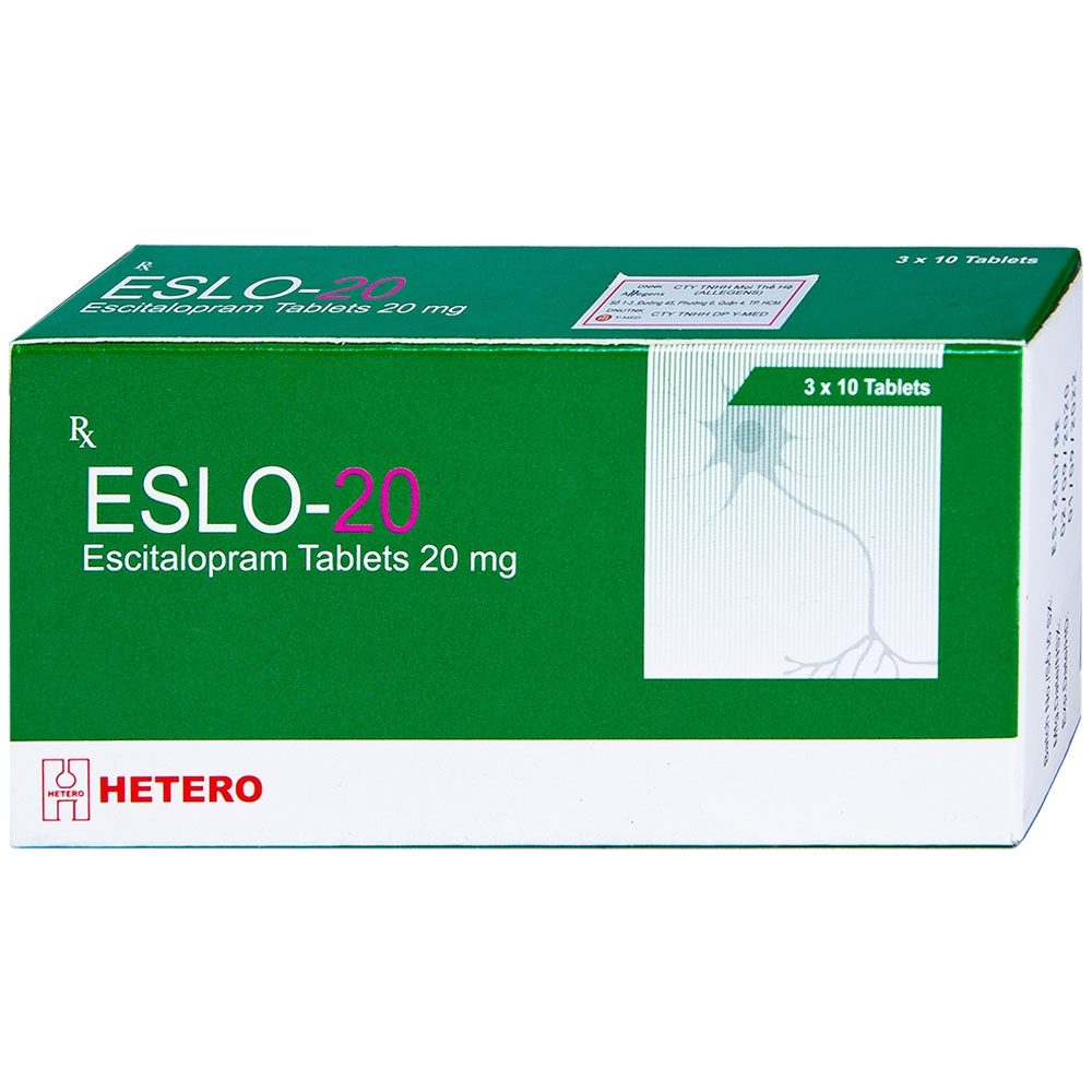[T01155] Eslo Escitalopram 20mg Hetero Ấn Độ (H/30v) Date 04/2025