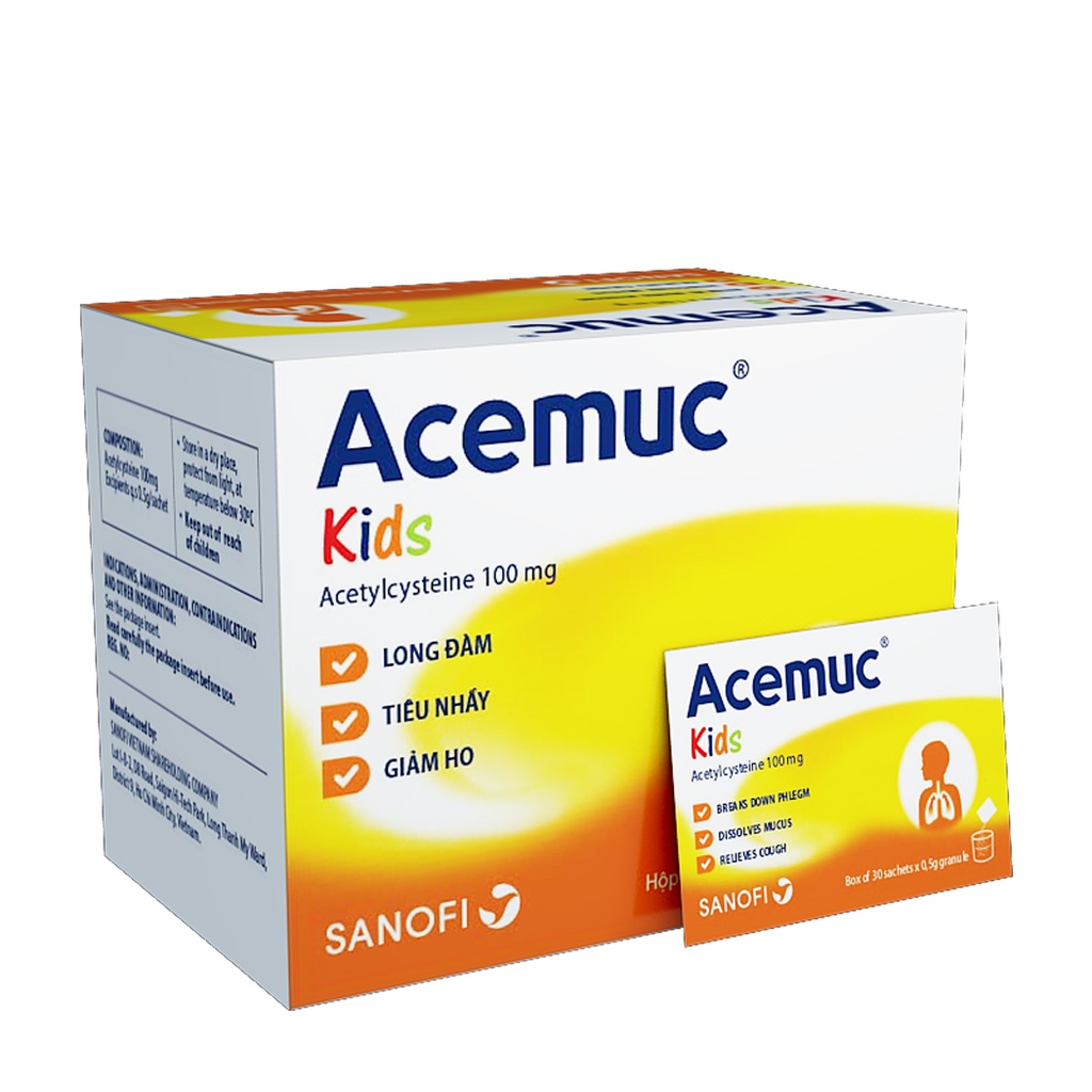[T01163] Acemuc Kids Acetylcysteine 100mg Sanofi (H/30gói)
