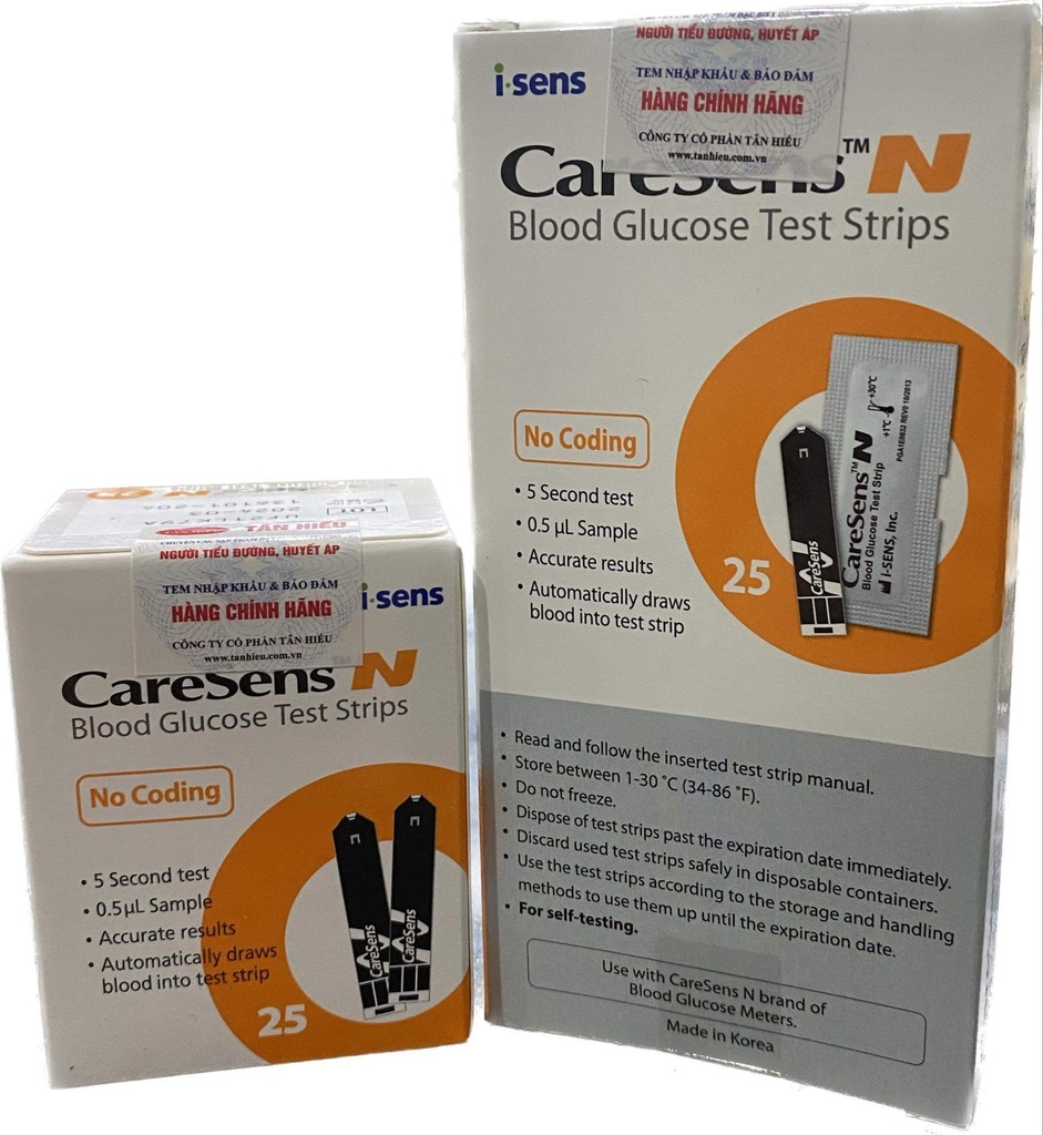 [T01185] Que Thử Đường Huyết vỉ Caresens N (H/25que) 