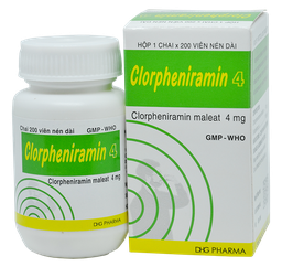 [T01280] Clorpheniramin 4mg DHG Hậu Giang (Lọ/200v)