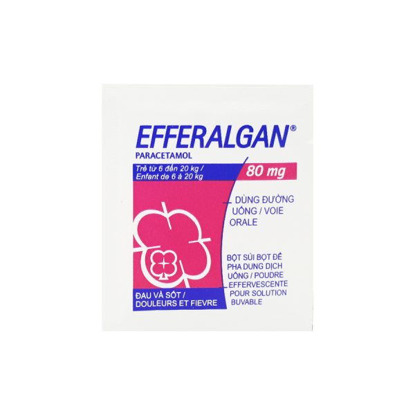 [T01285] Efferalgan 80mg gói bột Pháp (H/12gói)  date 06/2024